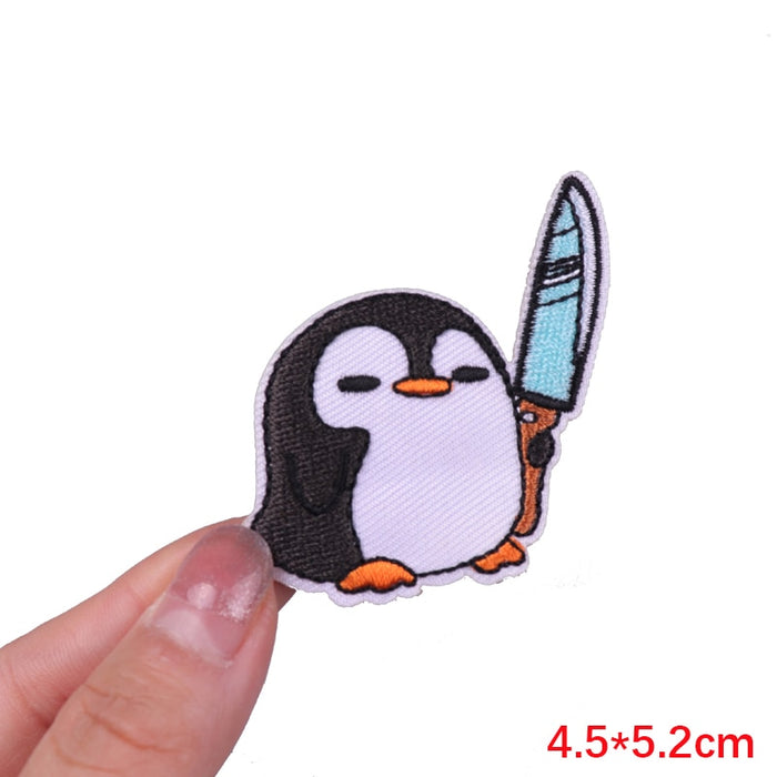Cute 'Penguin | Holding A Knife' Embroidered Patch