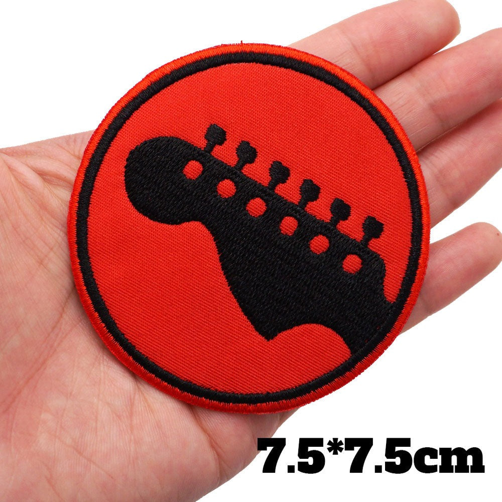 Guitar Headstock 'Six Tuning Pegs' Embroidered Patch