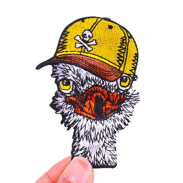 Cute 'Ostrich | Wearing Hat' Embroidered Patch