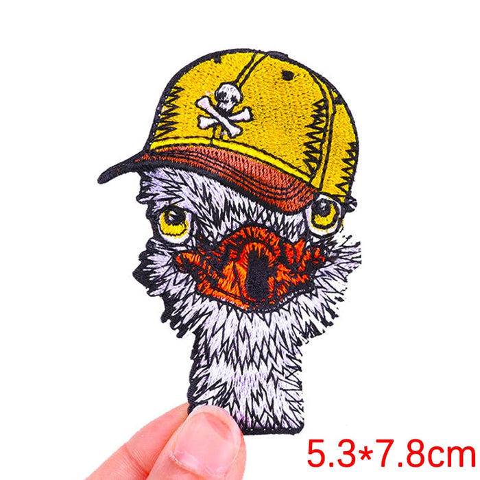 Cute 'Ostrich | Wearing Hat' Embroidered Patch
