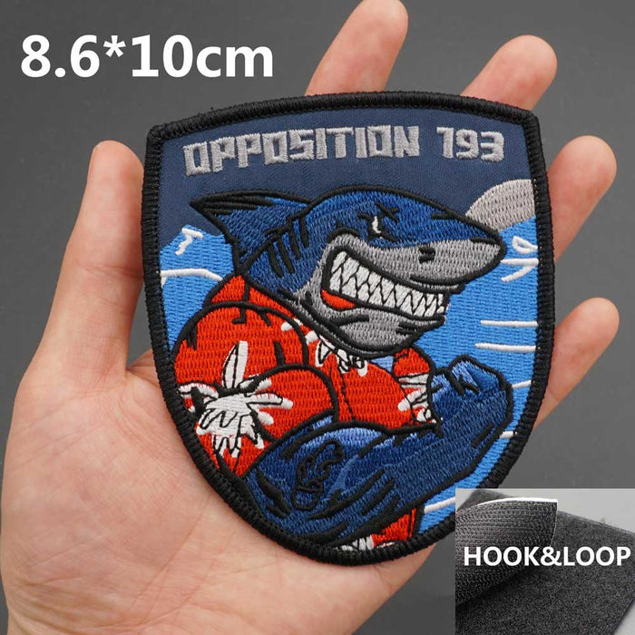 Shark 'Strong  Opposition 193' Embroidered Velcro Patch — Little