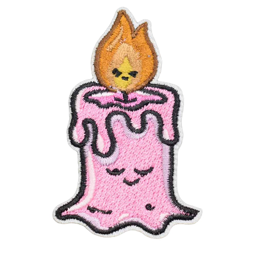 Cute 'Pink Candle' Embroidered Patch