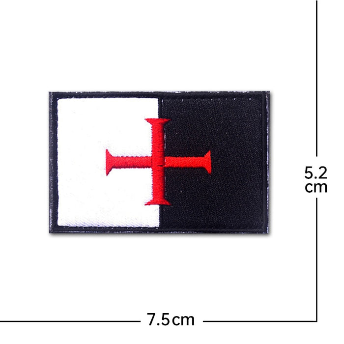Knights Templar Flag 'Cross' Embroidered Velcro Patch