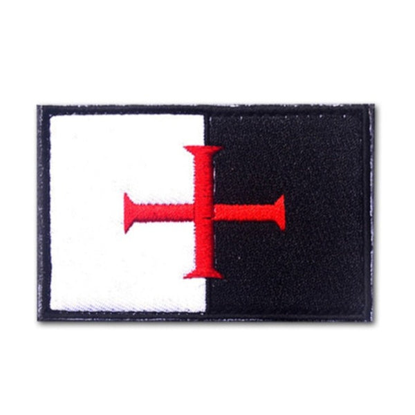 Knights Templar Flag 'Cross' Embroidered Velcro Patch