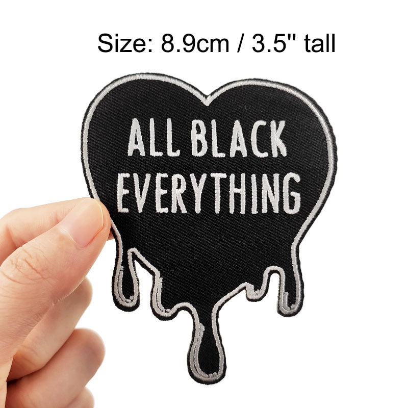 Melting Heart 'All Black Everything' Embroidered Velcro Patch