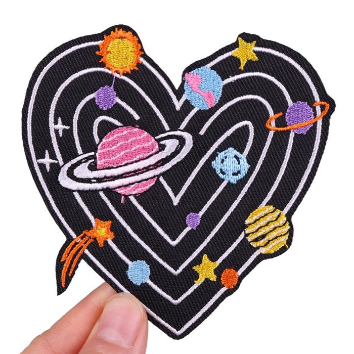 Heart Shaped Space 'Planets' Embroidered Patch