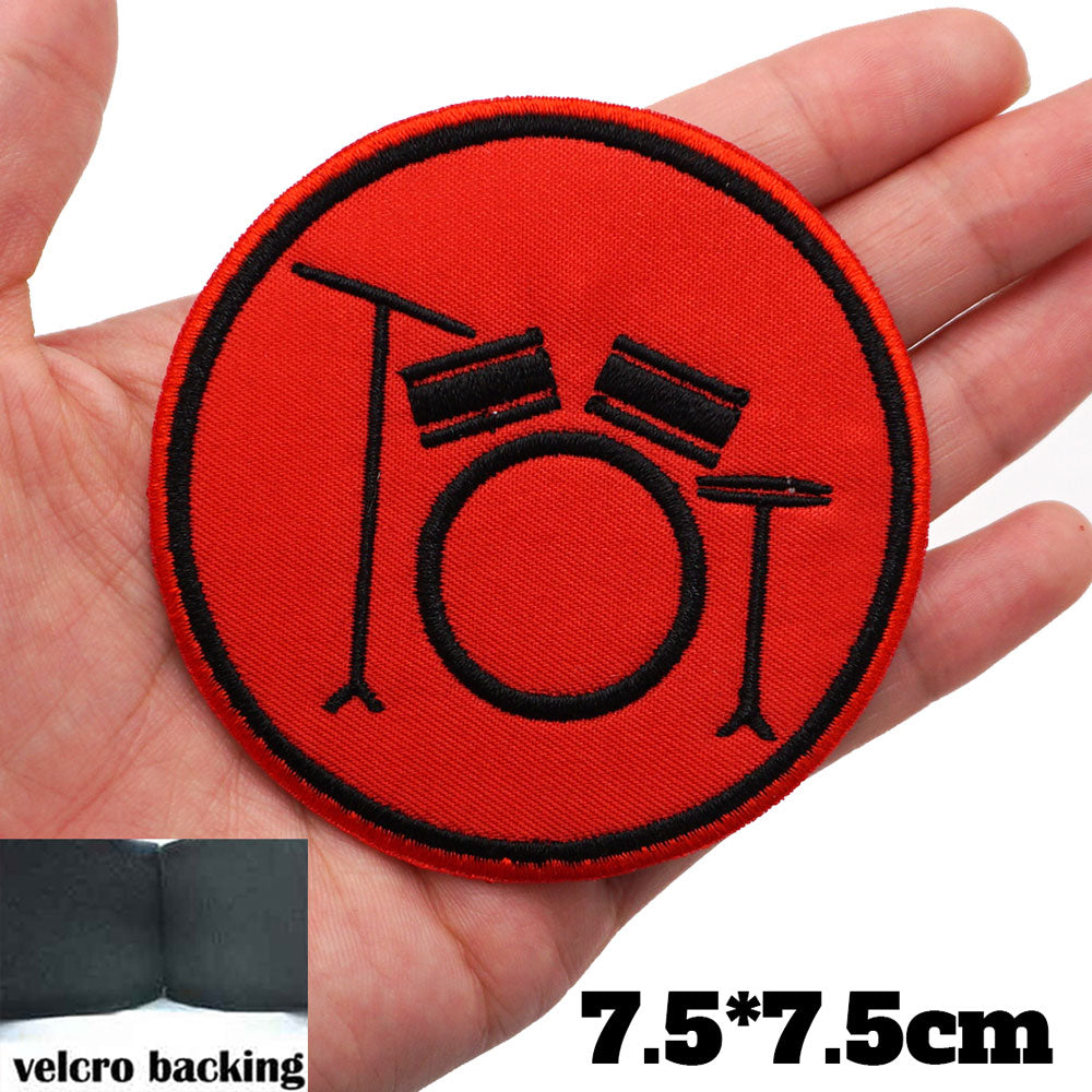Cool 'Drum Set' Embroidered Velcro Patch