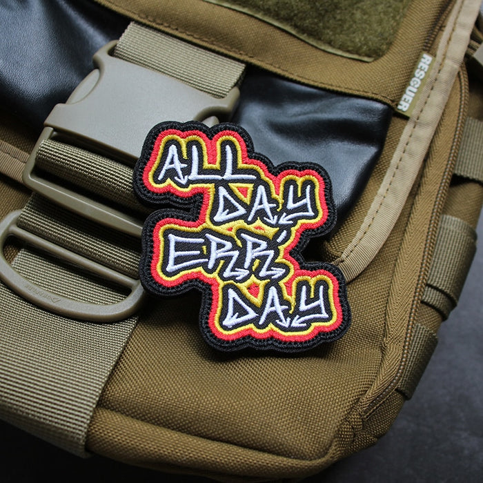 Music 'All Day Err Day' Embroidered Velcro Patch