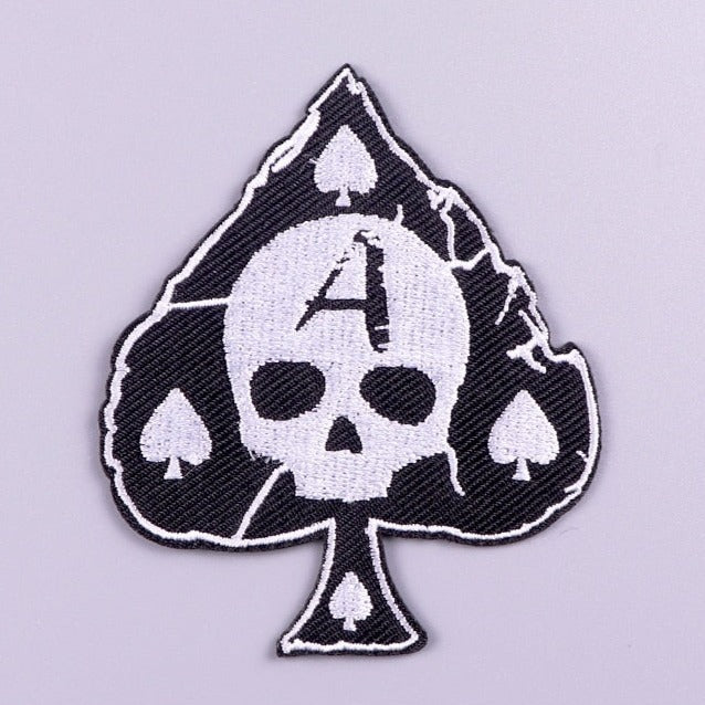 Skull 'Ace of Spades' Embroidered Velcro Patch