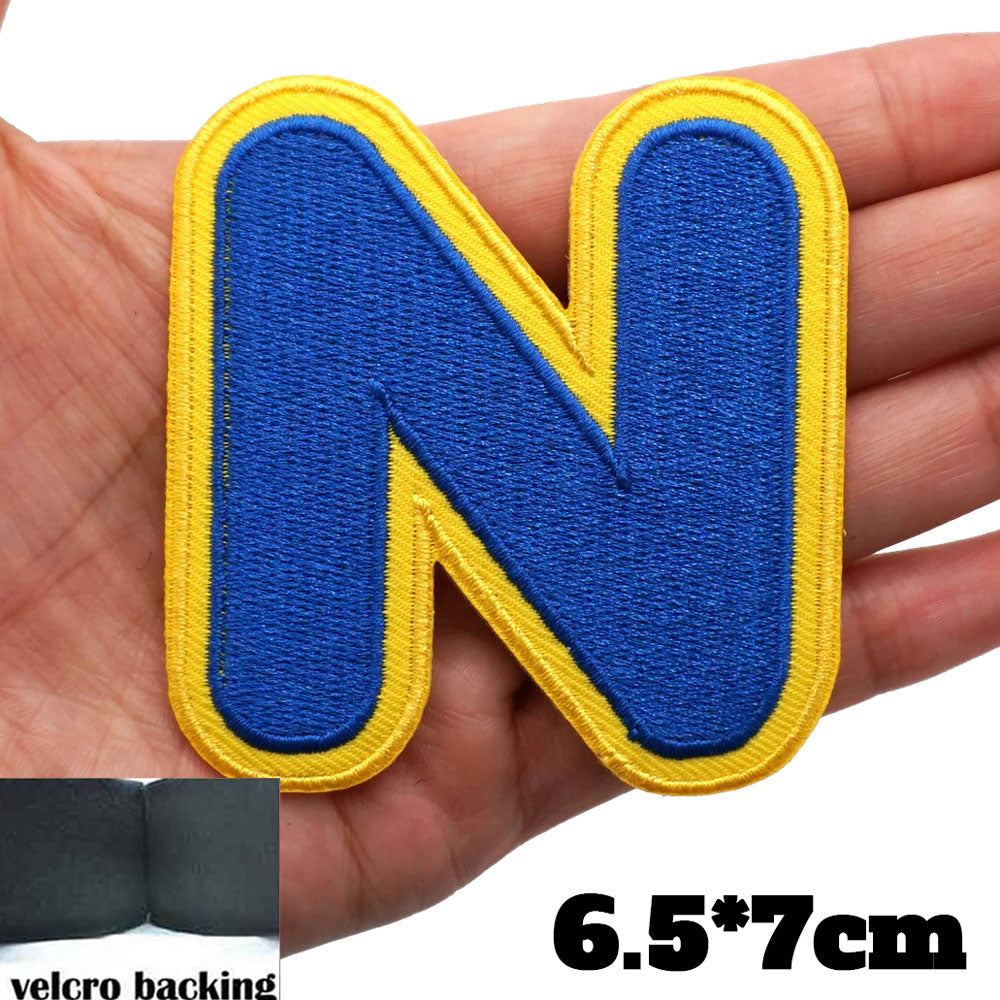 Big Letter N 'Yellow and Blue' Embroidered Velcro Patch