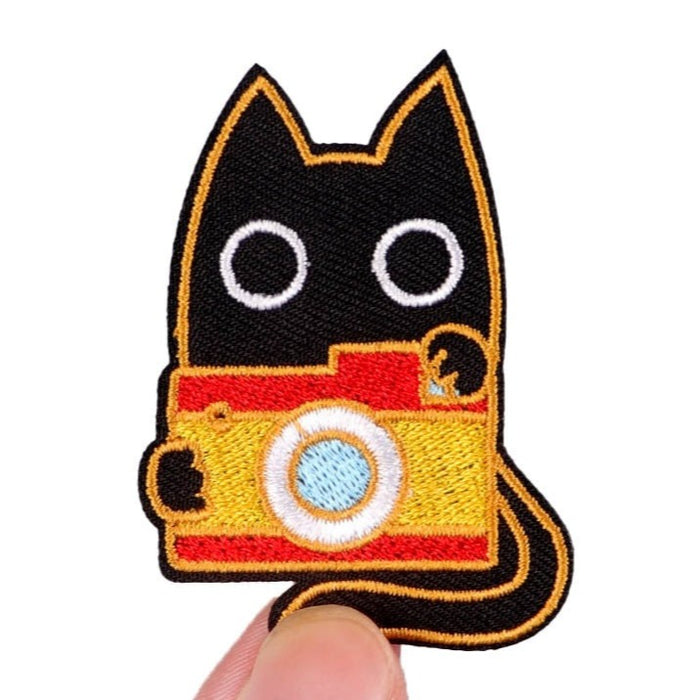 Black Cat 'Taking Picture' Embroidered Patch