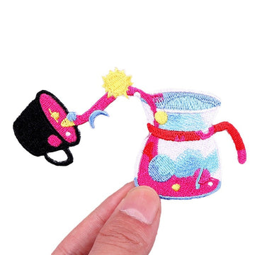 Cute 'Coffee Pot And Mug | Sun And Moon' Embroidered Patch