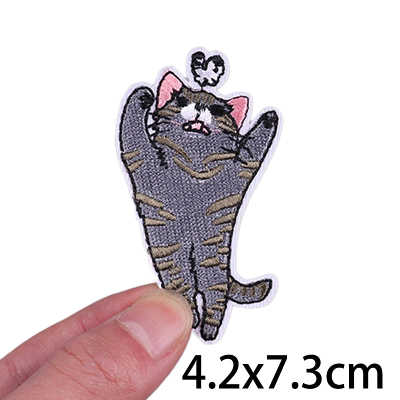 Cat 'Catching Small Bird' Embroidered Velcro Patch