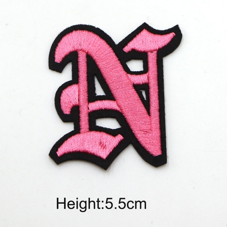 Gothic Font 'Letter N | Pink' Embroidered Patch
