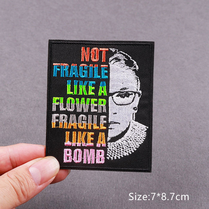 RBG 'Not Fragile Like A Flower Fragile Like A Bomb' Embroidered Patch
