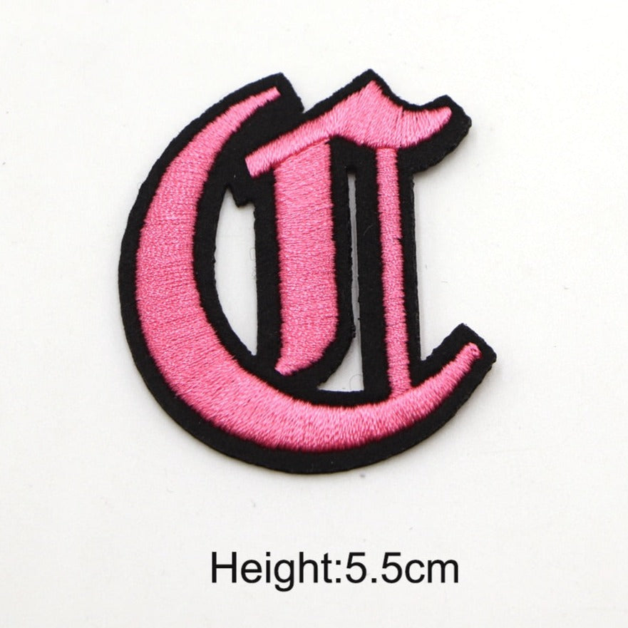 Gothic Font 'Letter C | Pink' Embroidered Patch