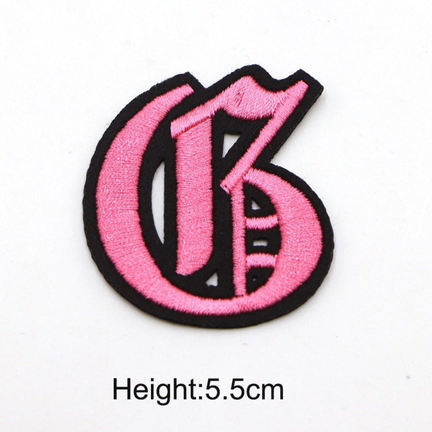 Gothic Font 'Letter G | Pink' Embroidered Patch