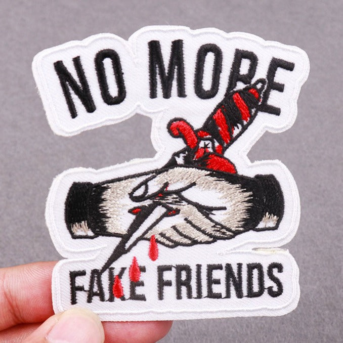 No More Fake Friends 'Stabbed Hands' Embroidered Patch