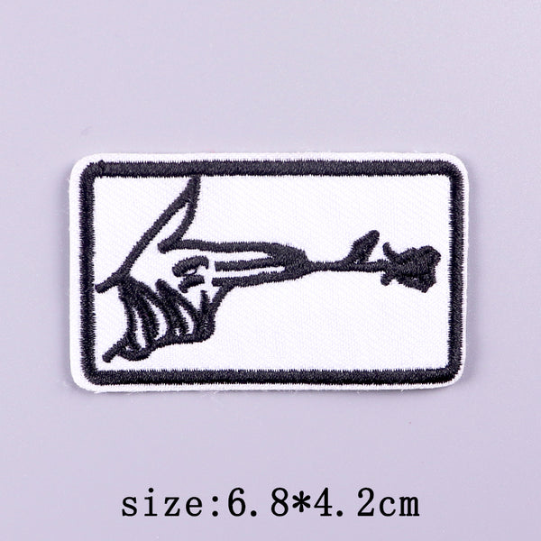 Cool 'Finger Gun & Flower' Embroidered Velcro Patch