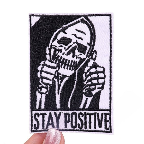 Grim Reaper 'Stay Positive | Okay Sign' Embroidered Patch