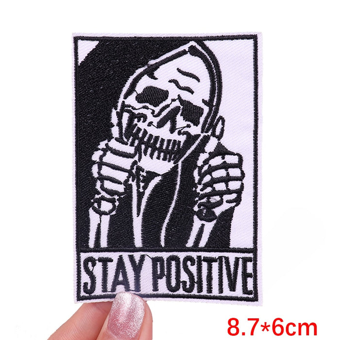 Grim Reaper 'Stay Positive | Okay Sign' Embroidered Patch