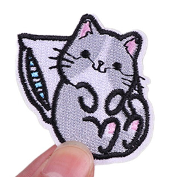 Cute Cat 'Chillin | Leaning | Pillow' Embroidered Velcro Patch