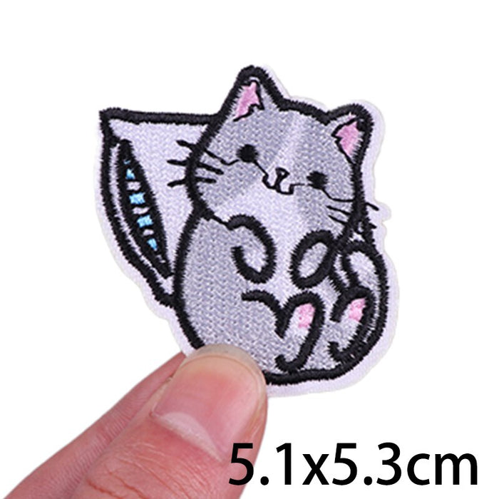 Cute Cat 'Chillin | Leaning | Pillow' Embroidered Velcro Patch