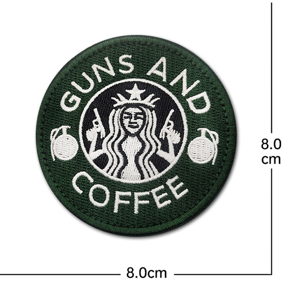 'Guns and Coffee | Grenade | 3.0' Embroidered Velcro Patch