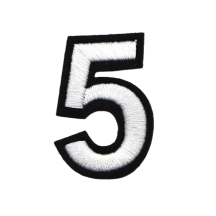 Black and White Number 'Five' Embroidered Patch