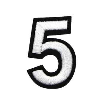 Black and White Number 'Five' Embroidered Patch