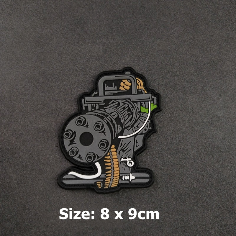 Military Tactical 'Machine Gun' PVC Rubber Velcro Patch