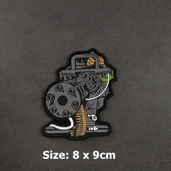 Military Tactical 'Machine Gun' PVC Rubber Velcro Patch