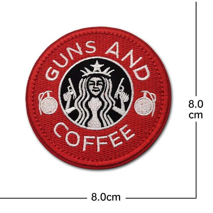 'Guns and Coffee | Grenade | 4.0' Embroidered Velcro Patch