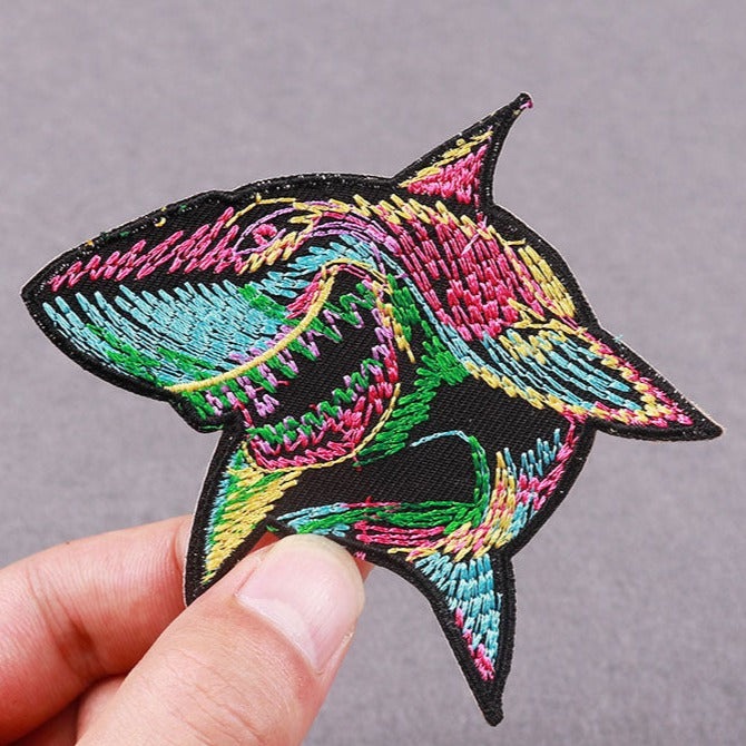 Angry Shark 'Colorful' Embroidered Patch