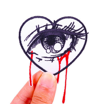 Heart Shaped Eye 'Bloody Tears' Embroidered Patch