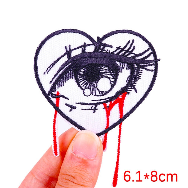 Heart Shaped Eye 'Bloody Tears' Embroidered Patch