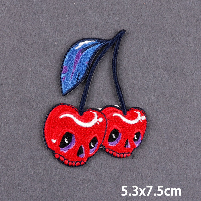 Red Cherry 'Skulls' Embroidered Patch