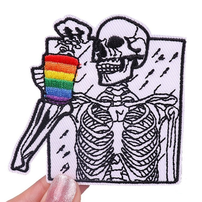 Skull 'Skeleton | Drinking Coffee' Embroidered Patch