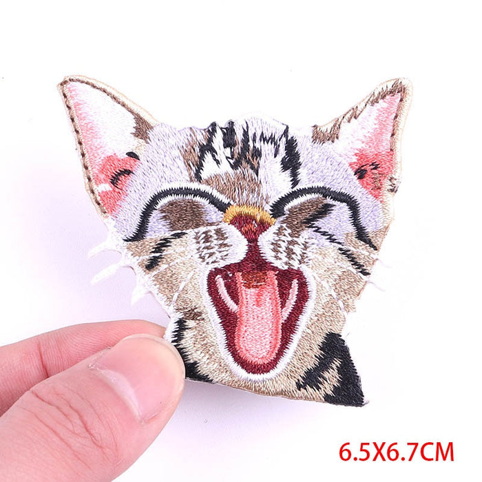 Cute Cat 'Tongue Out' Embroidered Velcro Patch