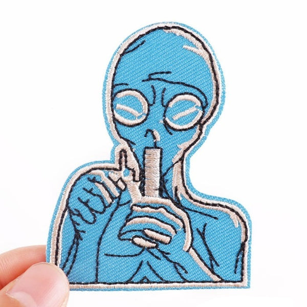 Alien 'Blue Alien | Smelling' Embroidered Patch