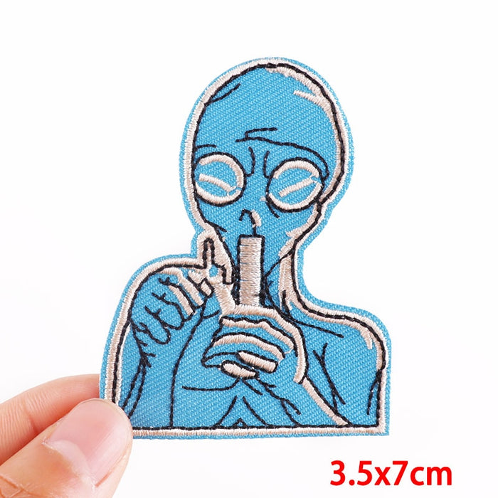 Alien 'Blue Alien | Smelling' Embroidered Patch