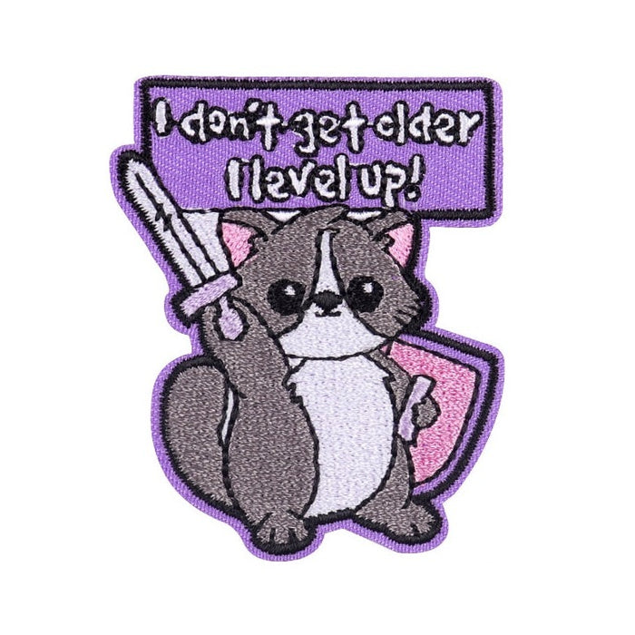 Cute Cat 'I Don't Get Older I Level Up!' Embroidered Patch