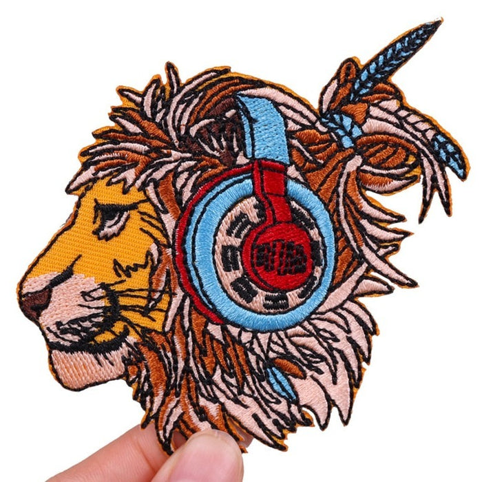 Tiger Head 'Headphones' Embroidered Patch