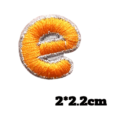 Small Letter E 'Orange' Embroidered Patch