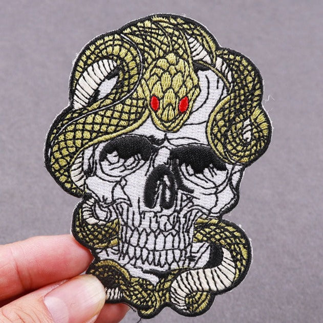 Skull 'Fierce Snake' Embroidered Patch