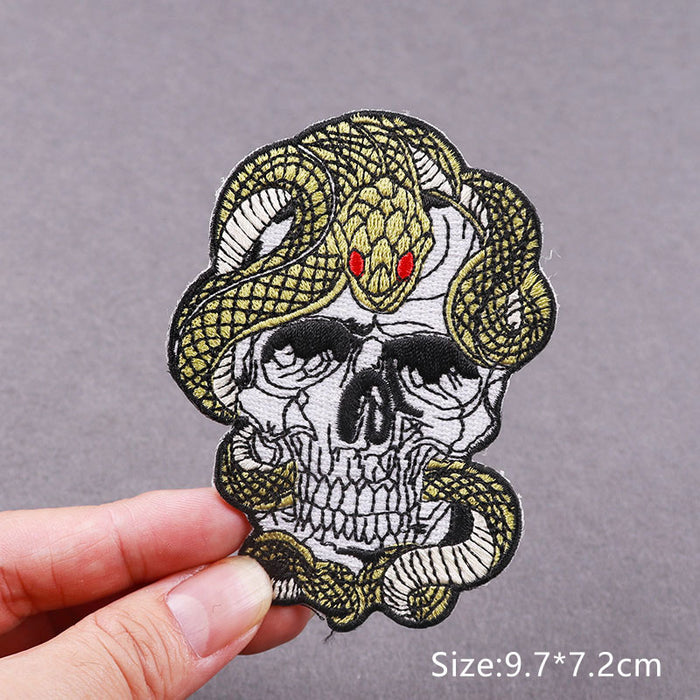 Skull 'Fierce Snake' Embroidered Patch
