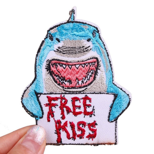 Shark 'Free Kiss' Embroidered Patch