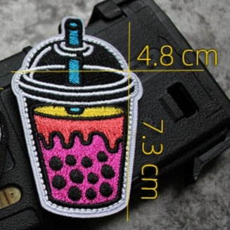 Drink 'Boba Milk Tea' Embroidered Velcro Patch