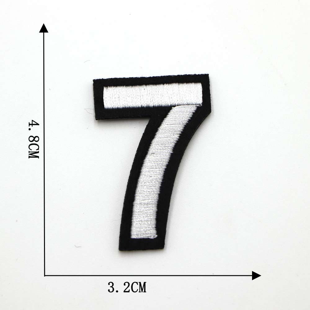 Black and White Number 'Seven' Embroidered Patch
