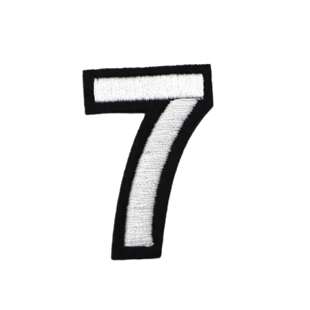 Black and White Number 'Seven' Embroidered Patch